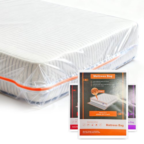Gooo&Ma 6Mil Thicken Mattress Bag for Moving, Waterproof Zippered Mattress Cover for Storage, Reusable Plastic Encasement, Tear Proof Dust Proof Protection (Orange, Twin)