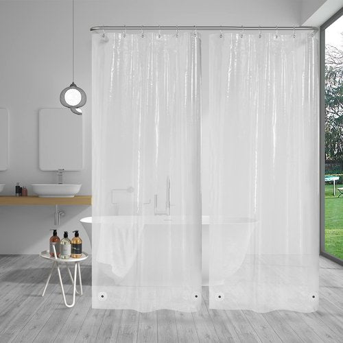 AmazerBath Small Shower Curtain Liner, 36x72 Stall Plastic Clear Shower Curtain Liner, PEVA Cute Narrow Shower Liner, Stand Up Shower Curtain Liners with 2 Magnets and 6 Rustproof Grommet Holes