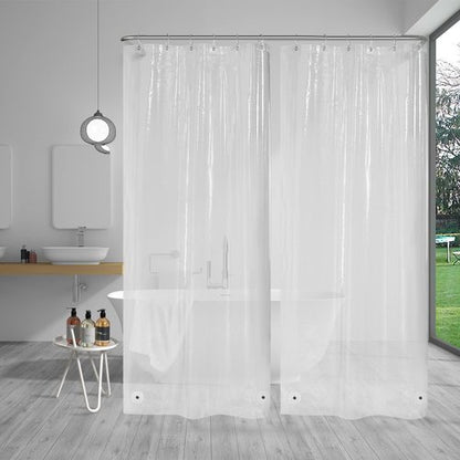 AmazerBath Small Shower Curtain Liner, 36x72 Stall Plastic Clear Shower Curtain Liner, PEVA Cute Narrow Shower Liner, Stand Up Shower Curtain Liners with 2 Magnets and 6 Rustproof Grommet Holes