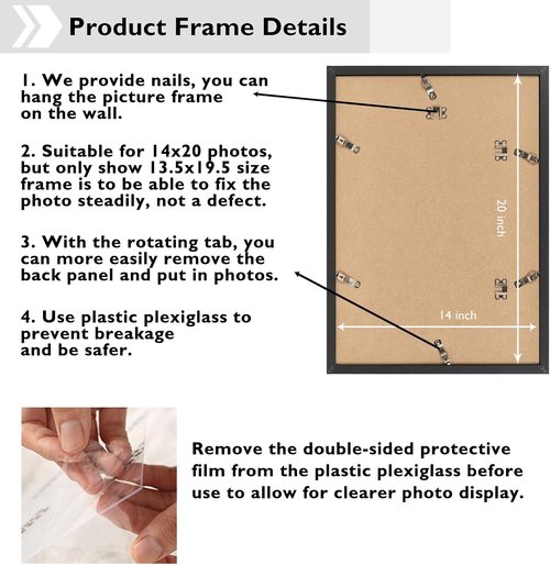 JCJMY Double Diploma Frame Set - Classic Black & Gold | Fits 8.5x11 with Mat or 14x20 Without Mat, 2 Pack