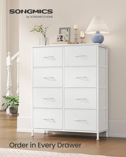SONGMICS Dresser - 8-Drawer Storage Organizer Unit in Cloud White & Snow White | Stylish Bedroom Chest