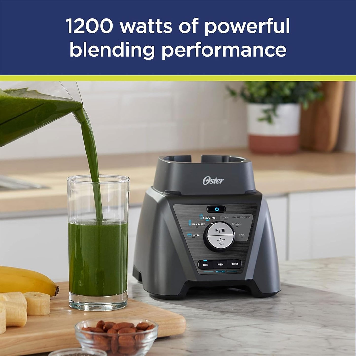 Oster Blender & Food Processor Combo - 3 Settings for Smoothies & Chopping | Includes 2 Cups & Lids, Carbon Grey
