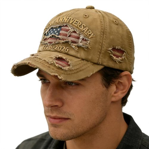 250 Anniversary USA Hat - Ripped Denim Baseball Cap for Men & Women | Celebrate 250 Years