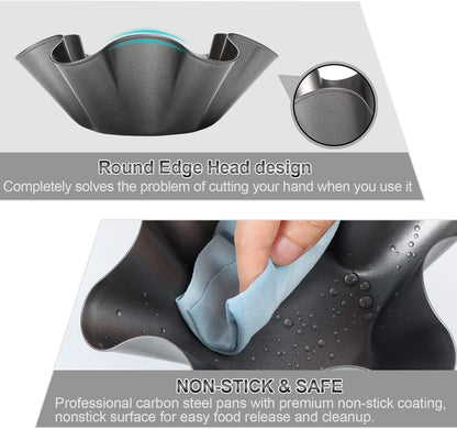 Skiennix Tortilla Pan Set - 6-Piece Non-Stick Carbon Steel Taco Bowl Makers | Black