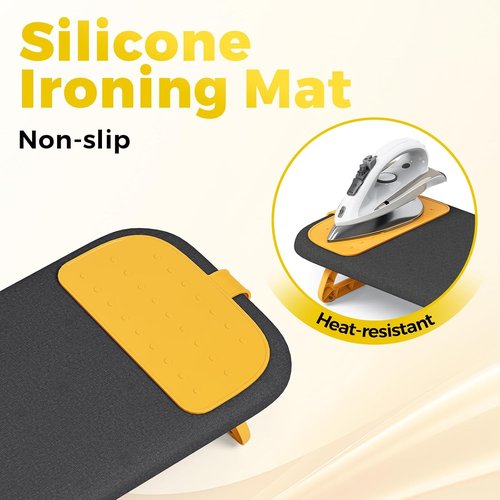KINGBOARD Mini Ironing Board - Foldable Tabletop Design with Iron Mat for Easy Travel | 12x32 Black