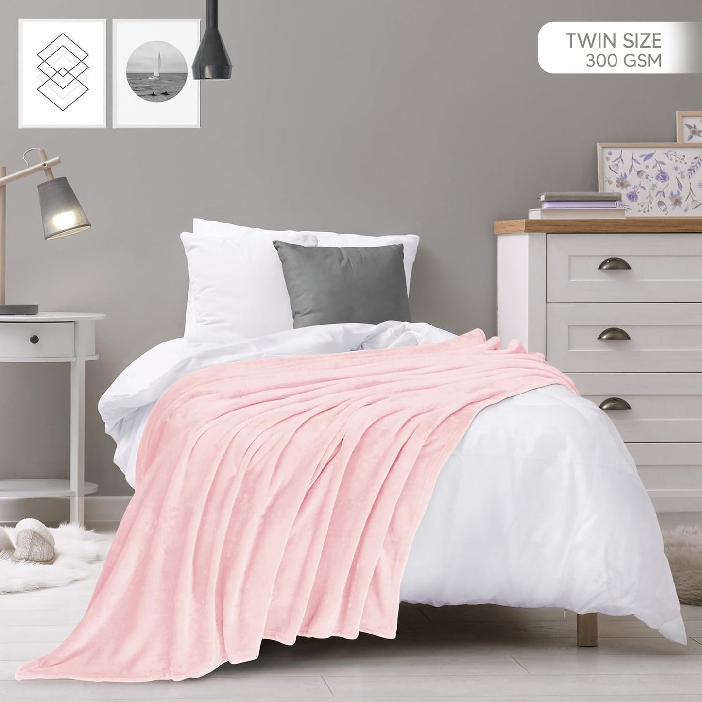 Utopia Bedding Fleece Blanket - Twin Size Pink 300GSM Luxury Soft Microfiber | Anti-Static & Fuzzy (60x80 Inch)