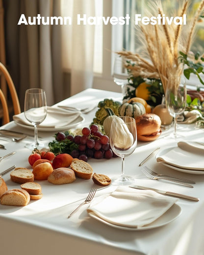 Pureegg Disposable Plastic Tablecloths - 10 Pack, 54 x 108 Inch, Leakproof & Sturdy for Parties, Weddings, Thanksgiving - Beige & Cream