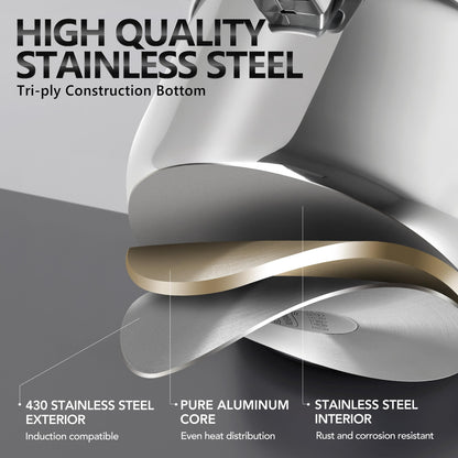 MICHELANGELO Stainless Steel Pasta Pot with Strainer Lid - Pasta Cooker | 6 Quart Induction Pot with Lid, 6 Qt Spaghetti Pot with Strainer Lid