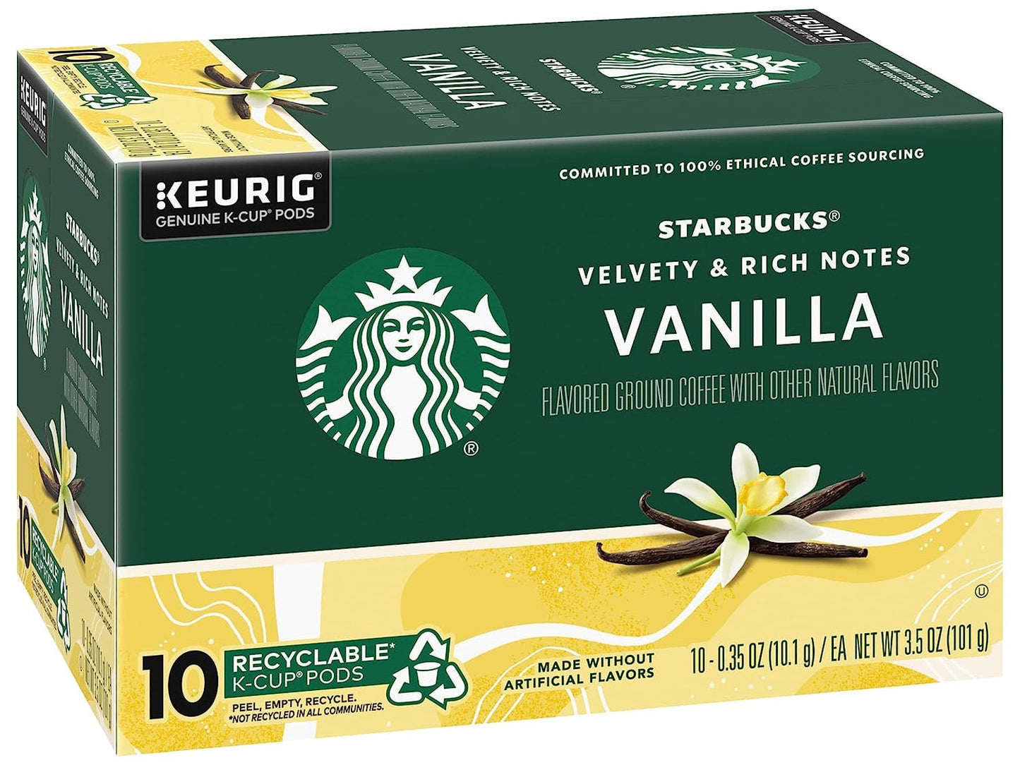 Starbucks Vanilla Flavored Coffee K-Cup Pods - Made Without Artificial Flavors | 10 CT Pods, Pack of 4