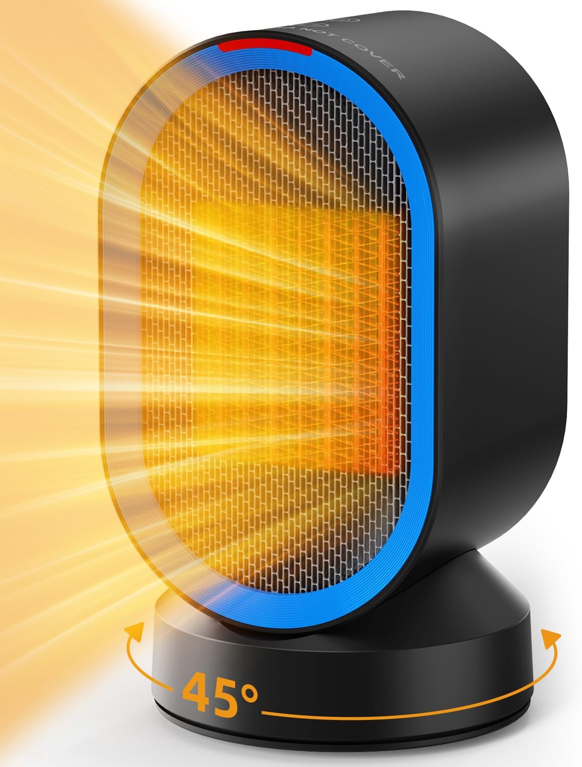 TABYIK Electric Space Heater - Portable 45° Oscillating Indoor Heater for Home & Office | Black