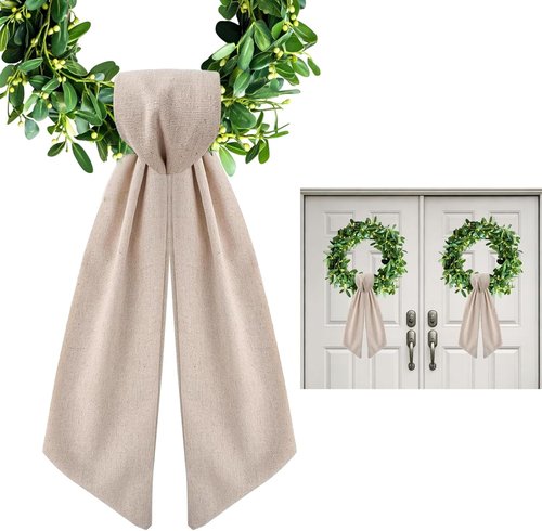 Burlap Wreath Sash by [Brand Name] - 2 Pack Blank Linen Sashes for Spring Holiday Decor | Natural Finish
