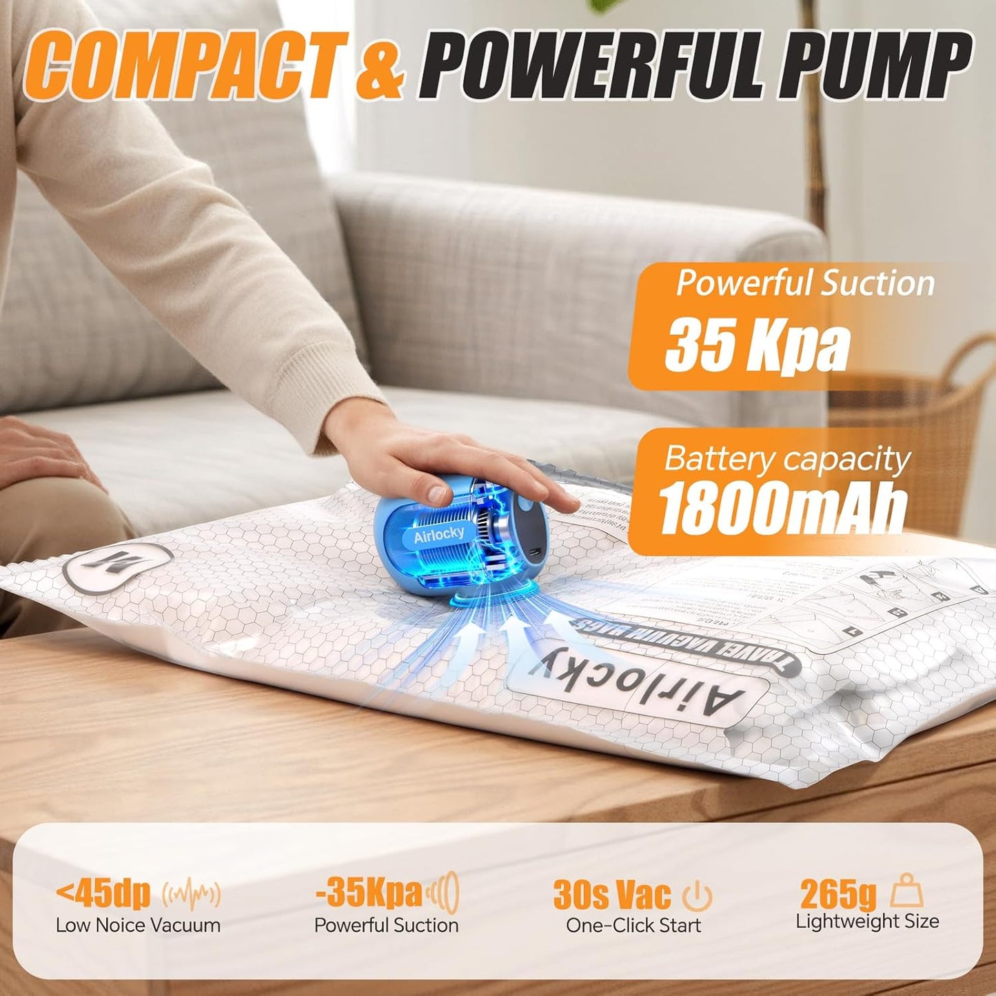 Skiennix Travel Vacuum Storage Bags - 9 Pack Compression Packing Bags with Portable Electric Pump | 80% Space Saver for Luggage