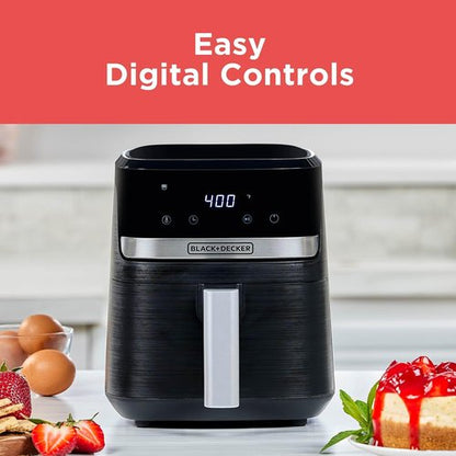 BLACK+DECKER Purifry 2QT Air Fryer - Enjoy Crispy Fried Taste Without the Fat | Digital Touchscreen & Auto Shut-Off