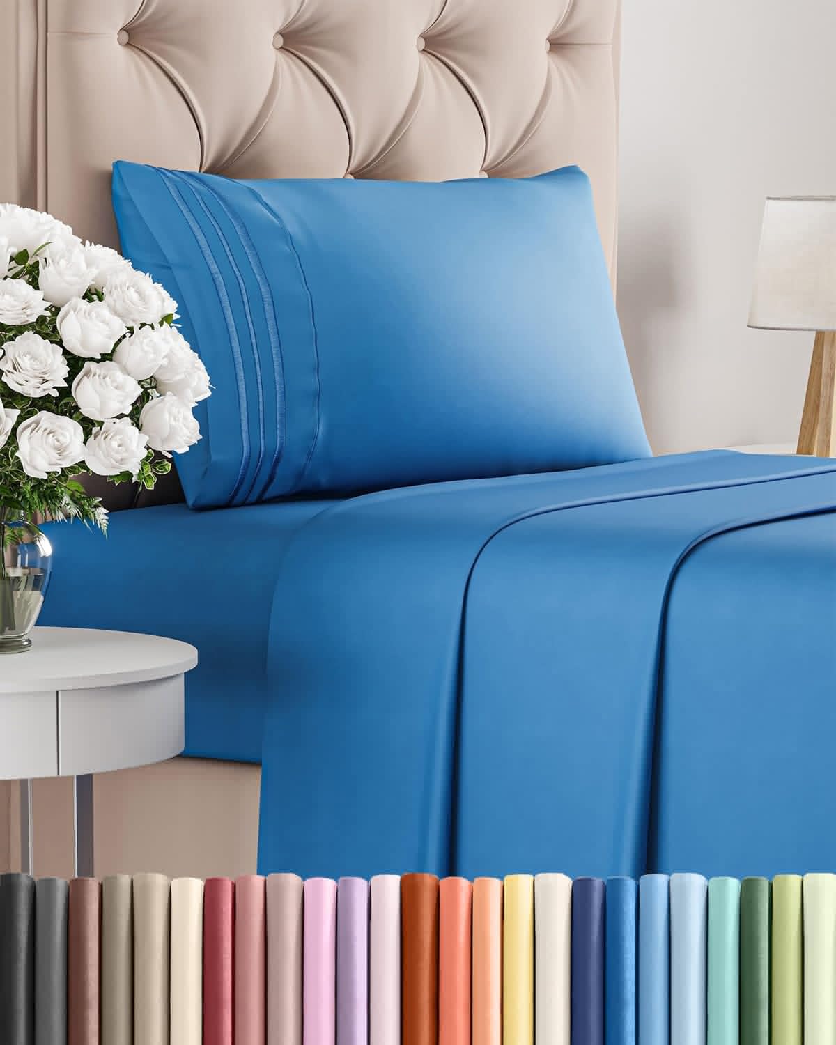 Royal Blue Twin Size 3-Piece Sheet Set | Comfy, Breathable, Cooling Bedding - Hotel Luxury for All