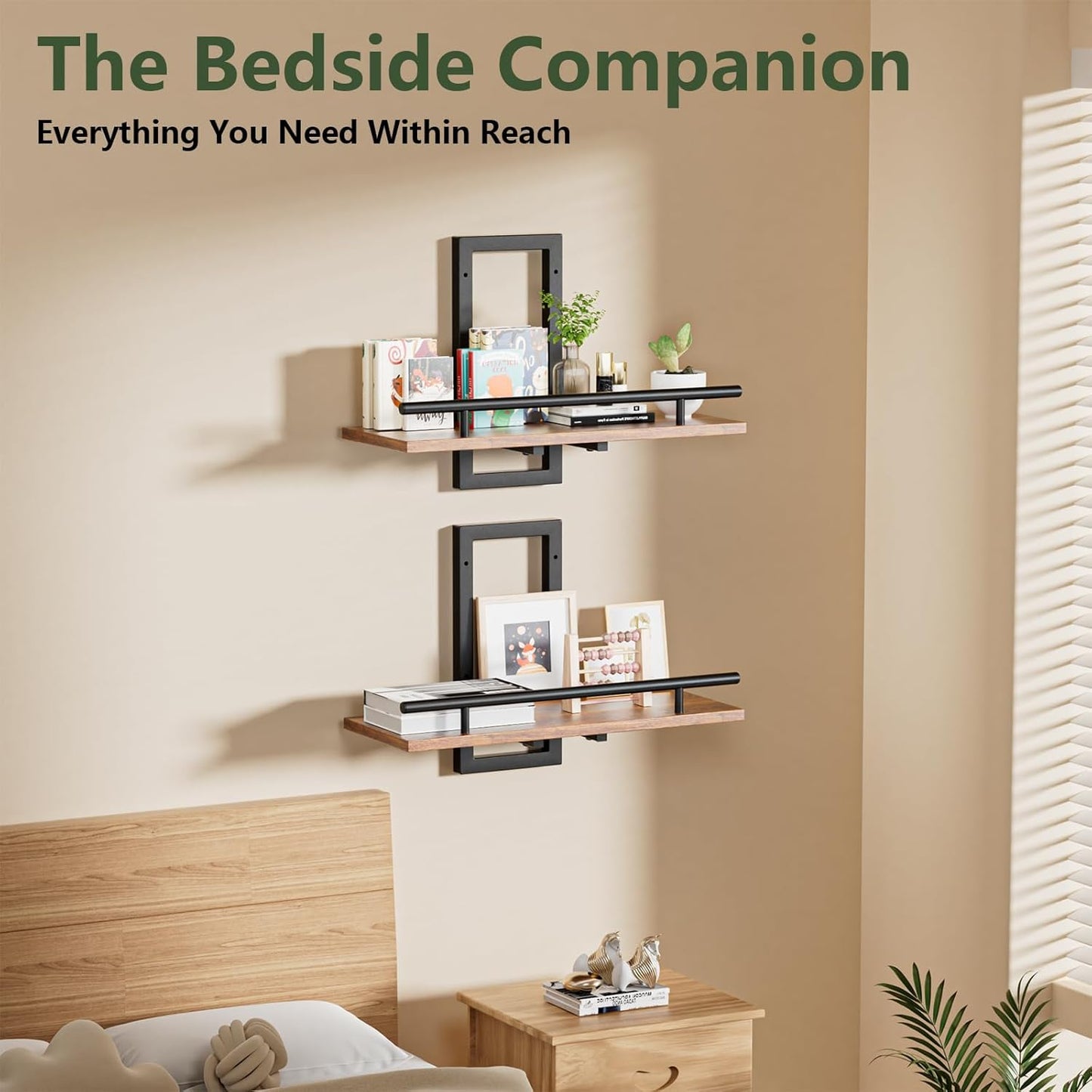 Sbosbo Floating Wall Shelves - Rustic Brown Set of 2 for Plants & Decor | Easy to Mount 15.8 Inch