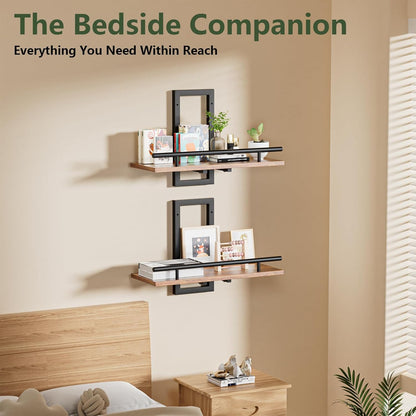 Sbosbo Floating Wall Shelves - Rustic Brown Set of 2 for Plants & Decor | Easy to Mount 15.8 Inch