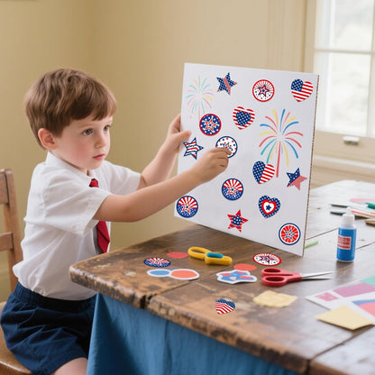 Skiennix 450Pcs Patriotic Independence Day Stickers - 1.5 Inch Red, White & Blue for DIY Decor