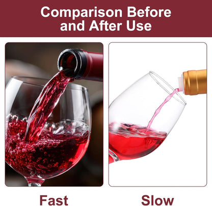 Slow Wine Pourer Spout for Corked Bottles Valentine's Day Pour and Seal Plastic Wine Pourers with Lid for Storing Precise Pouring Valentine's Day Restaurant Supplies(Red,100 Pcs)