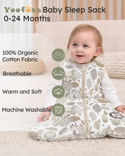 Yoofoss Baby Sleep Sack | 1.5 Tog Organic Cotton Wearable Blanket for Infants 0-6 Months - Warm & Comfy