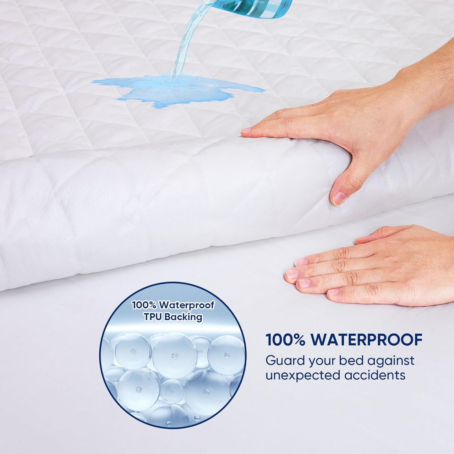 WESLEEPER Waterproof Mattress Protector - Super Soft & Breathable Bed Cover | Blue Twin Size