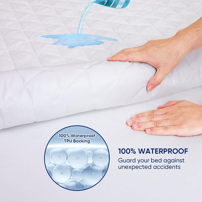 WESLEEPER Waterproof Mattress Protector - Super Soft & Breathable Bed Cover | Blue Twin Size