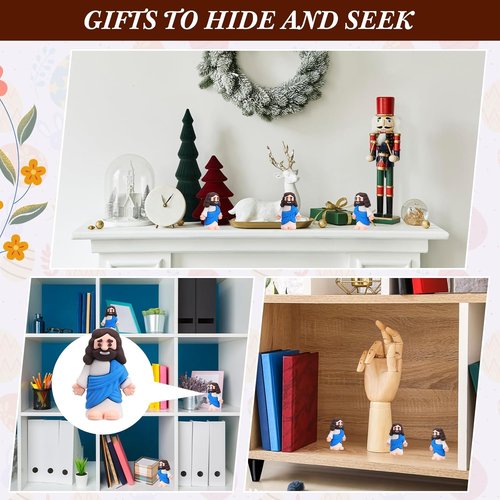 Bememo Mini Jesus Figurines - 25 Pcs Original Design Rubber Figures for Religious Gifts | Blue