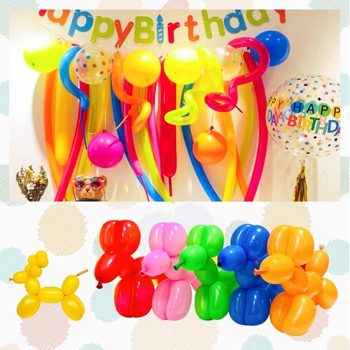 Long Orange Balloons Kit - 260 Bright Latex Balloons for Kids' Party & Halloween Decor