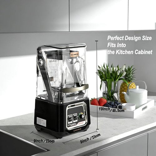 CRANDDI Commercial Blender - 2200W Quiet Smoothie Maker with Removable Shield | 52oz, Black