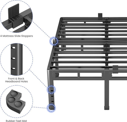 NKZ 24 Inch Full Size Bed Frame - Heavy Duty Metal Platform with Round Corner Legs & Noise-Free Design