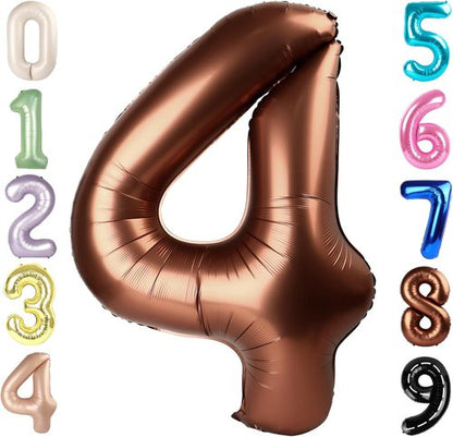 40 Inch Coffee Brown Number 4 Balloon - Perfect for Birthdays, Graduations & Weddings