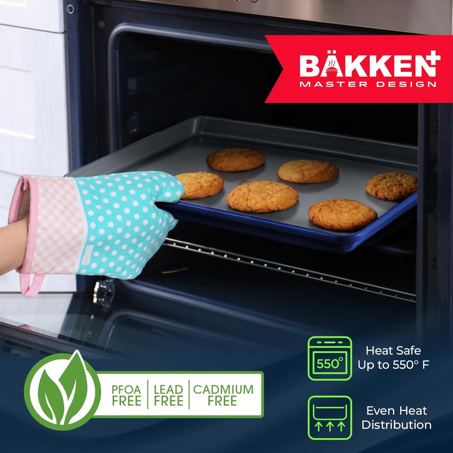 Premium Non-Stick Ceramic Baking Sheet Pan - Aluminized Steel, PFOA & PFAS Free - Ideal for Baking & Roasting - Medium Size (15.5" x 10") - Blue