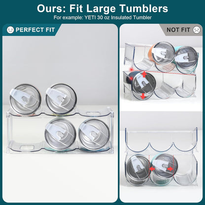Skiennix Stackable Water Bottle Organizer - Large Compartment for Stanley Tumblers | Clear 2-Tier Rack Holds 6 Bottles