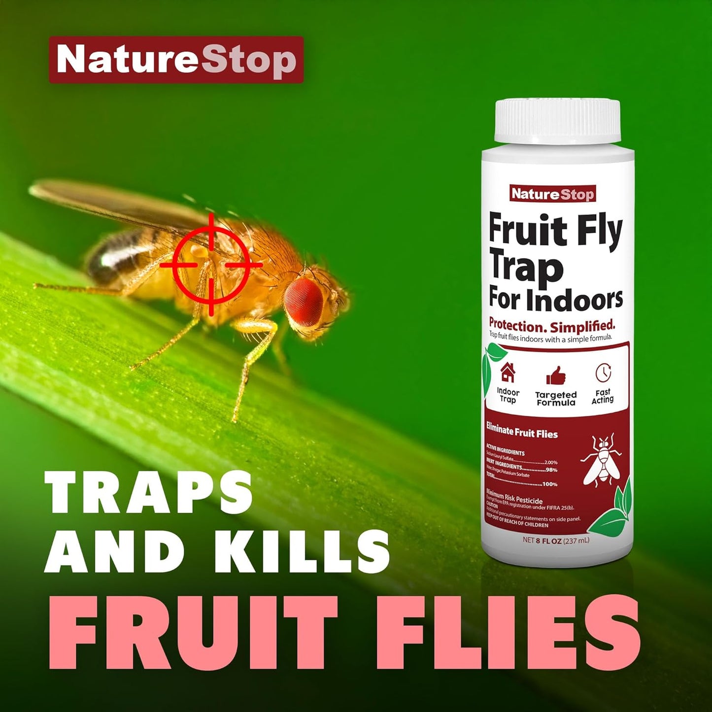 Skiennix Fruit Fly Trap - Effective Indoor Solution | 8oz Size for Maximum Catching Power