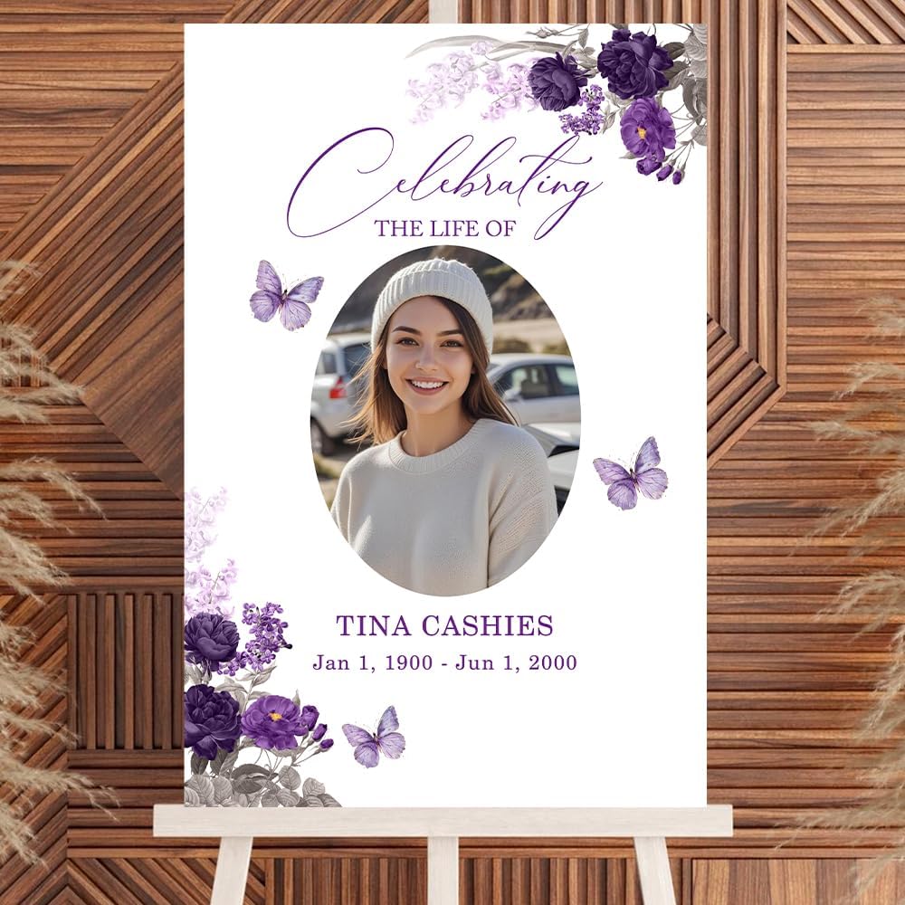 Regine Switzerland Personalized Funeral Welcome Signs - Custom Memorial Signs with Image | Forever In Our Hearts Design