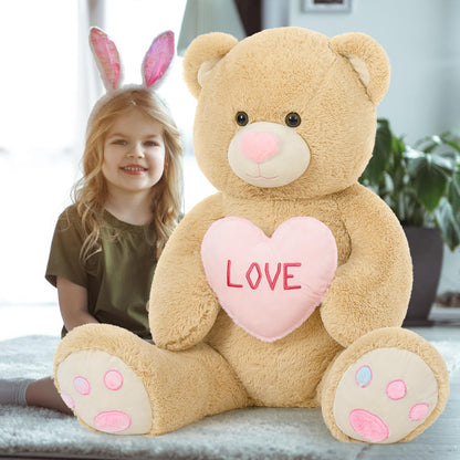 BENINY Giant Teddy Bear Stuffed Animal Plush Toys, 43 inch Big Teddy Bear with Lover Heart, Life-size Valentine Teddy Bear for Girlfriend