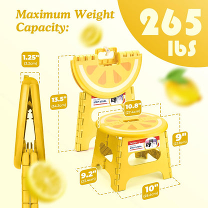ACSTEP Folding Step Stool - Sturdy 9-Inch Collapsible Design | Supports Up to 265 lbs - Lemon Yellow