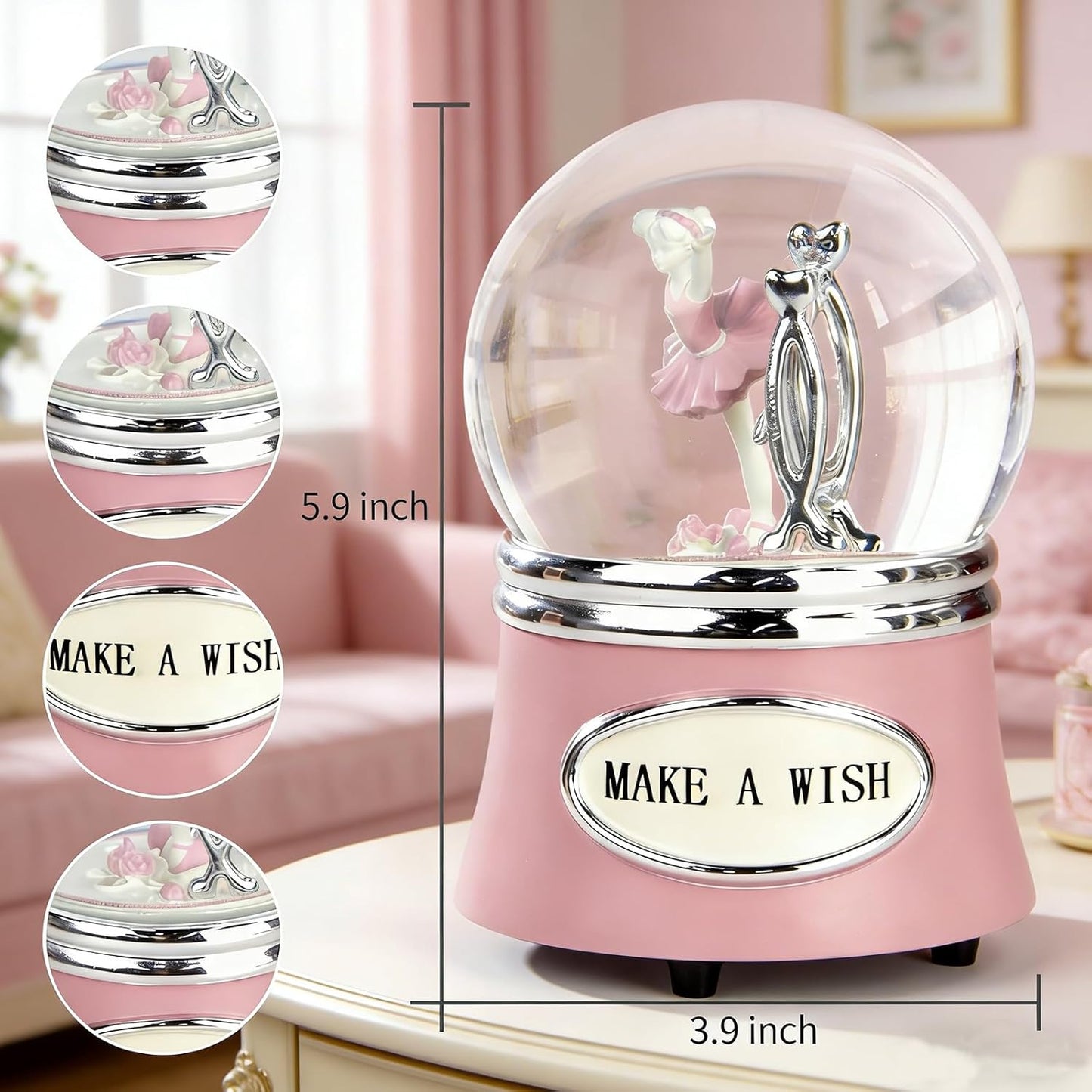 Skiennix Ballerina Snow Globe - Rotating Musical Dance Box | 100MM Plays Fur Elise - Perfect Gift for Dancers