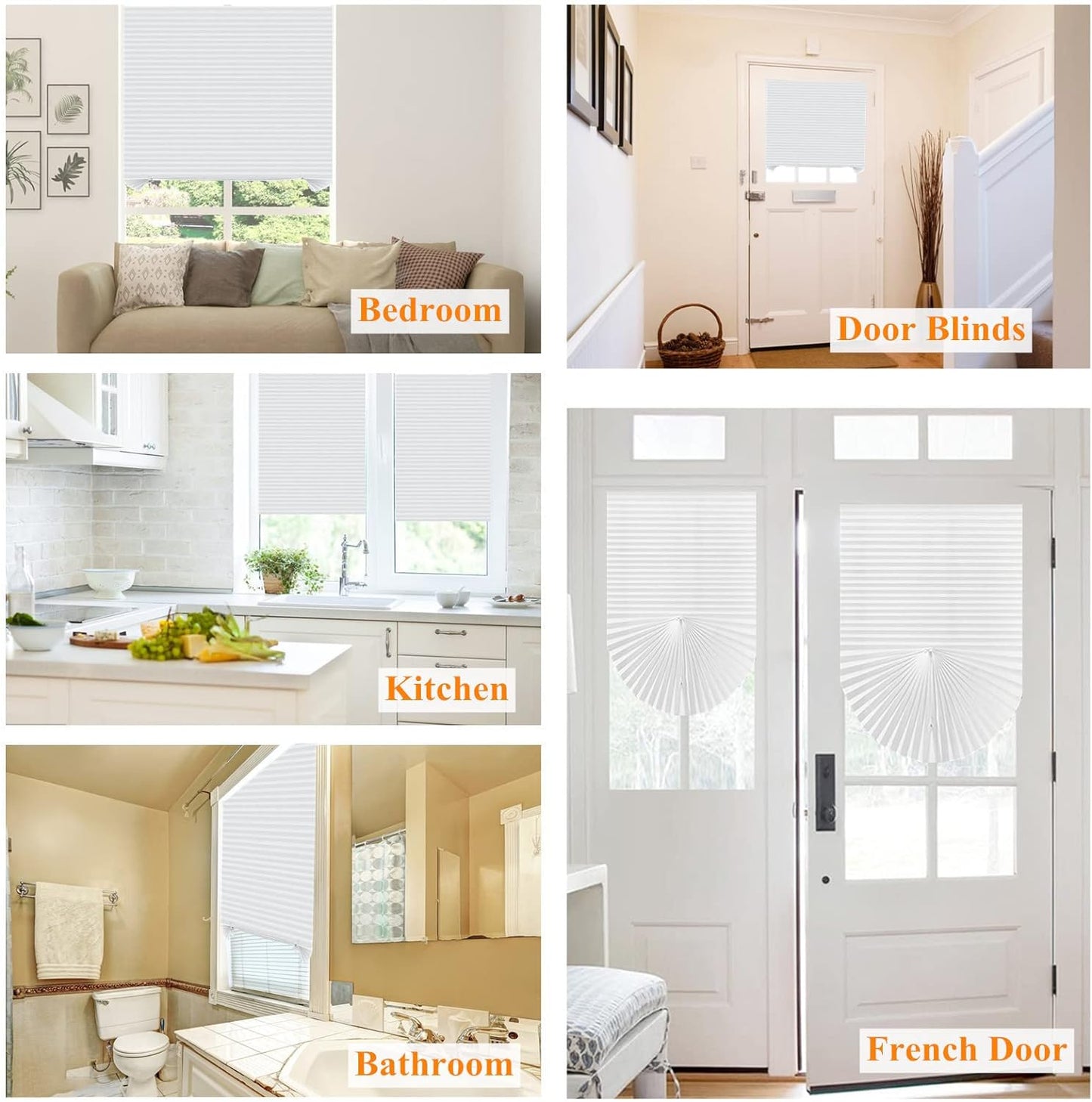 Skiennix Cordless Window Blinds - No Drill, Clip-On, Self-Adhesive, Pleated Paper Shades for Home & Nursery