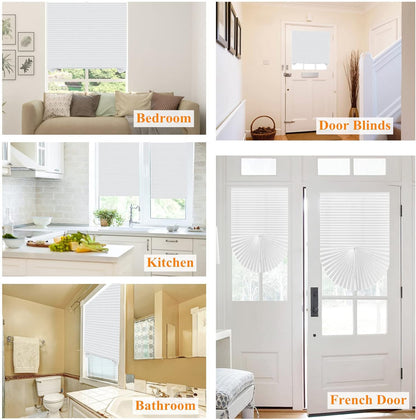 Skiennix Cordless Window Blinds - No Drill, Clip-On, Self-Adhesive, Pleated Paper Shades for Home & Nursery