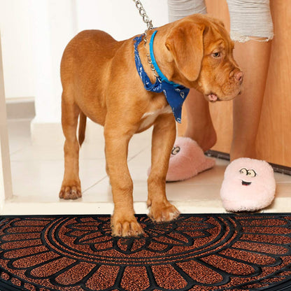 Mibao Half Round Door Mat, Non-Slip Welcome Entrance Way Mat, Durable Rubber Door Mats, Low-Profile Heavy Duty Doormat, Half Circle Mats for Garage, Patio, High Traffic Areas, 24" x 36", Maroon