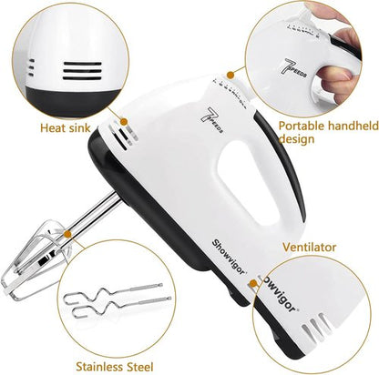 Electric Hand Mixer - 7 Speed 180W Handheld Whisk with 5 Stainless Steel Accessories | Turbo Boost & Eject Button