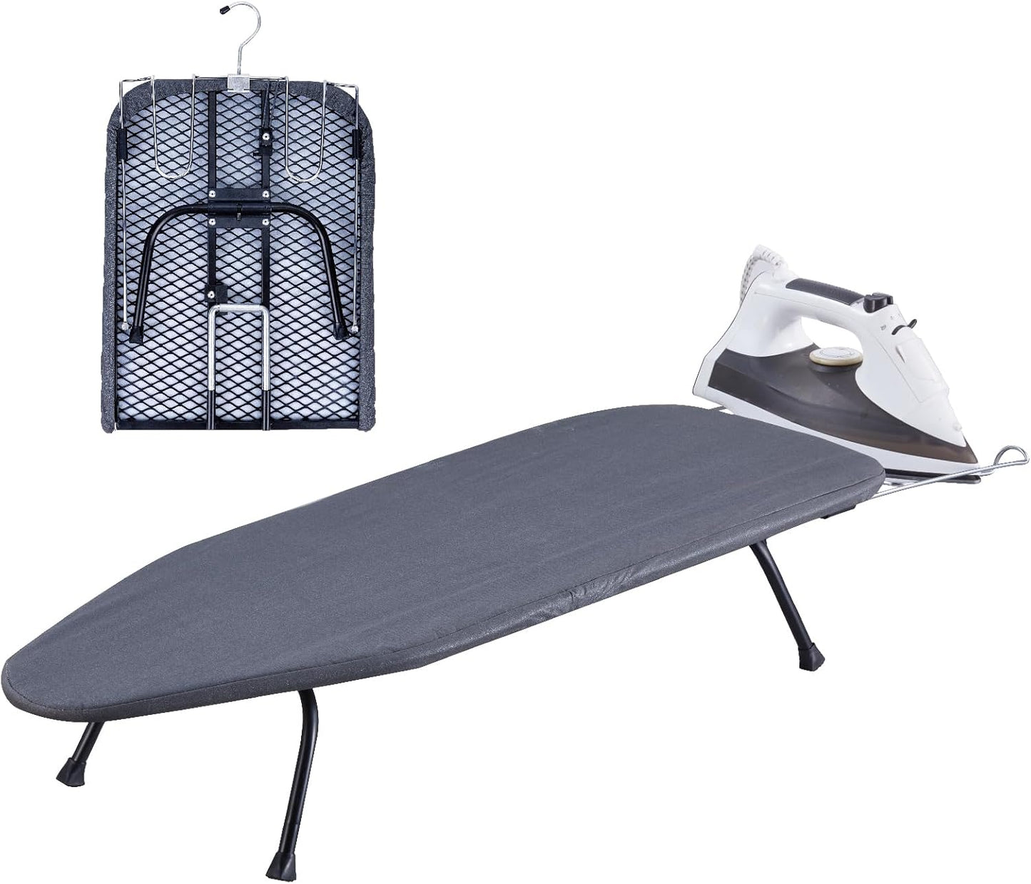 Regine Switzerland Portable Ironing Board - Foldable Table Top Design with Heat Resistant Cover | 31"x12", Black