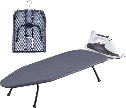 Regine Switzerland Portable Ironing Board - Foldable Table Top Design with Heat Resistant Cover | 31"x12", Black
