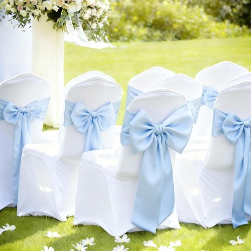 Blue Bow Decor | Large 22x11 Inch Crib Skirt with Big Bows - Perfect for Bachelorette & Baby Showers