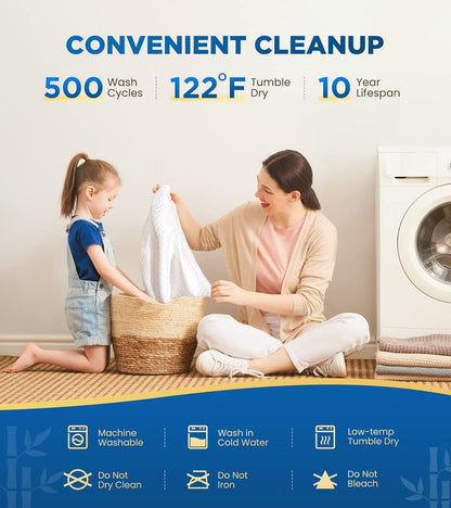 Skiennix 100% Waterproof Queen Mattress Protector - Breathable Cooling 3D Air Fabric, Hypoallergenic & Noiseless, Fits 8-21'' Deep Pocket