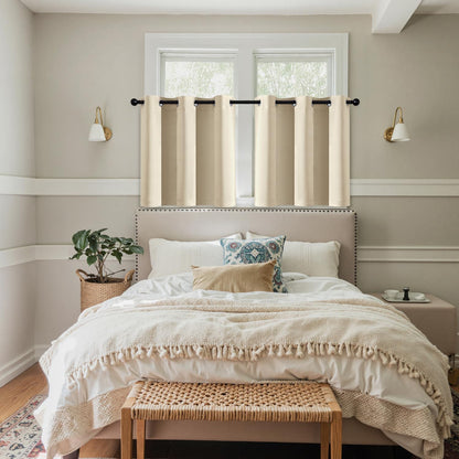 MIULEE Short Curtains - Cream Beige Blackout Thermal Insulated Drapes for Kitchen & Bathroom | 40" x 36" (2 Panels)