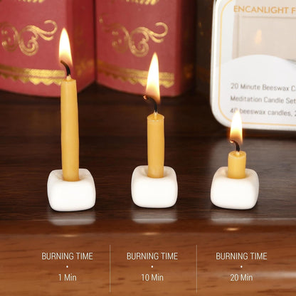 Skiennix Mini Candles Set - 40Pcs 2.6 Inch Beeswax Taper Candles | Smokeless & Dripless for Meditation & Home Decor - Yellow
