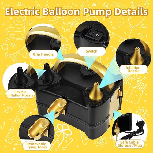 Bezente Electric Balloon Pump - Portable Inflator with Dual Nozzle for Parties & Events