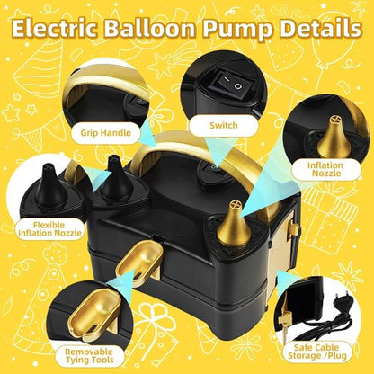 Bezente Electric Balloon Pump - Portable Inflator with Dual Nozzle for Parties & Events
