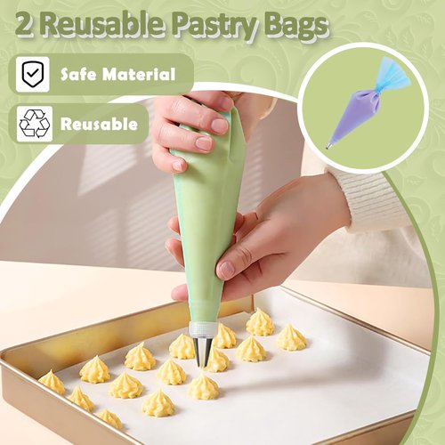 FANTEXY Piping Bags and Tips Set - 33 Reusable Cake Decorating Supplies with Icing Tips & Scrapers